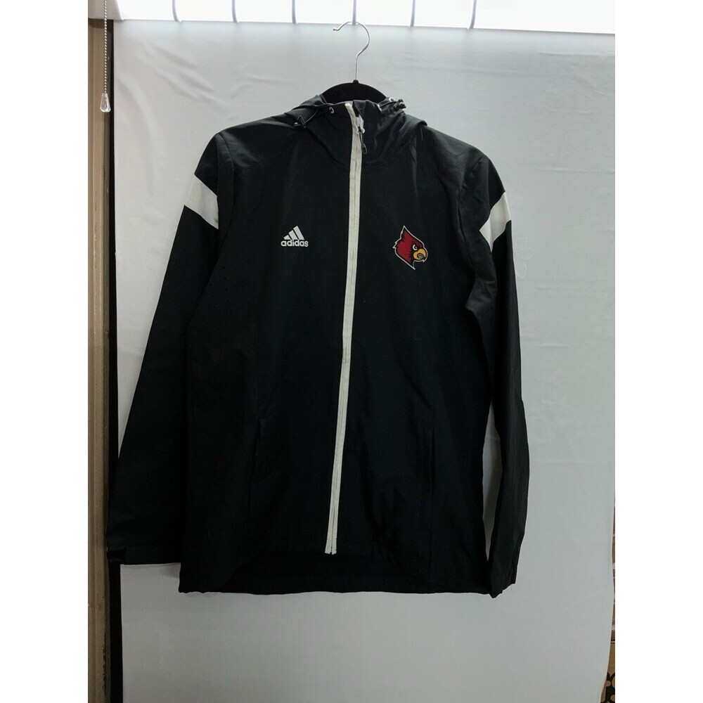 Adidas Louisville Cardinals Jacket Mens Medium Black Full Zip NCAA Climaproof